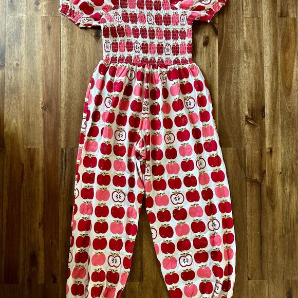 SweetHoney Smocked Romper - Covered In Apples 9 - Picture 4 of 7